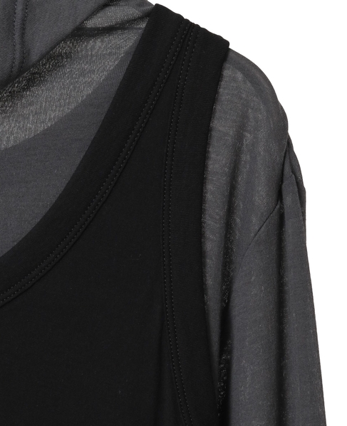 シア―ハイツイストフライスタンクトップレイヤードTシャツ 詳細画像 グレー×ブラック 9