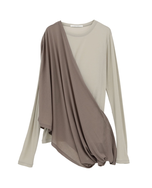 シア―ハイツイストフライスショール型レイヤードTシャツ