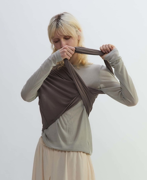 シア―ハイツイストフライスショール型レイヤードTシャツ 詳細画像 ミントグリーン 13