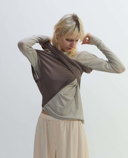 シア―ハイツイストフライスショール型レイヤードTシャツ 詳細画像 ミントグリーン 14