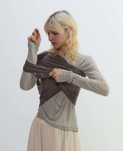 シア―ハイツイストフライスショール型レイヤードTシャツ 詳細画像 ミントグリーン 15