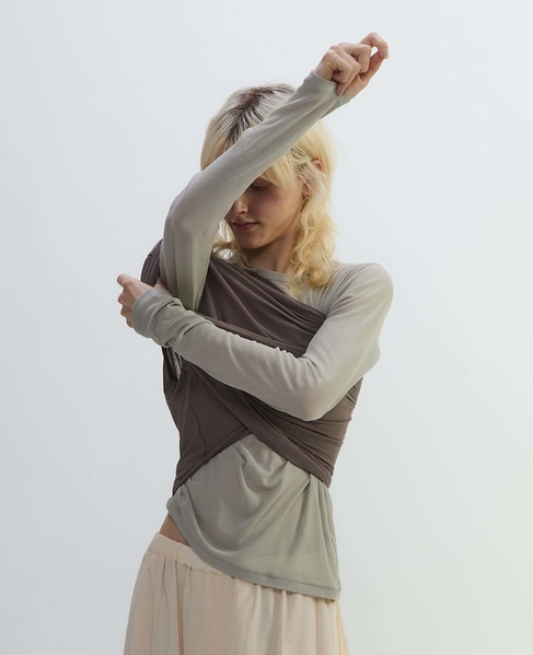 シア―ハイツイストフライスショール型レイヤードTシャツ 詳細画像 ミントグリーン 16