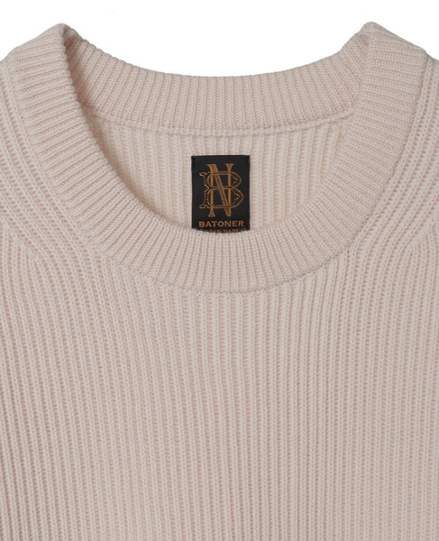 【BATONER/バトナー】セーター/SOLID WOOL RIB CREW NECK 詳細画像 アイボリー 3