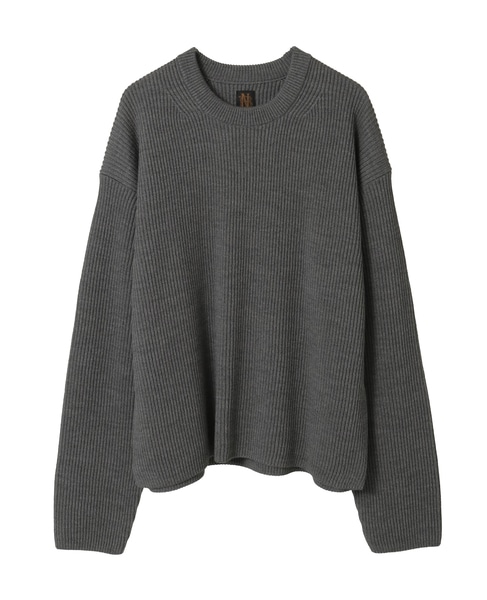 【BATONER/バトナー】セーター/SOLID WOOL RIB CREW NECK 詳細画像 グレー 1