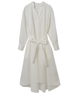 コットンラチネフレアドレープシャツドレス