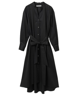 コットンラチネフレアドレープシャツドレス