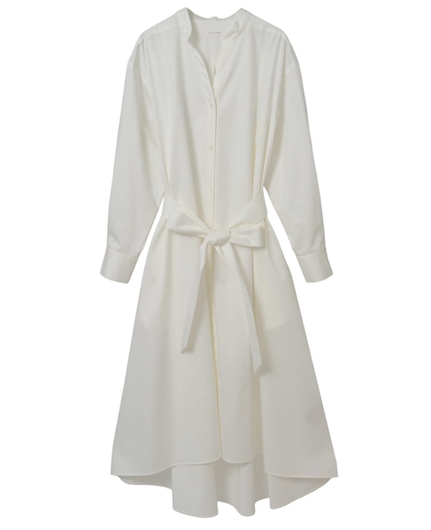 コットンラチネフレアドレープシャツドレス 詳細画像 ホワイト 1