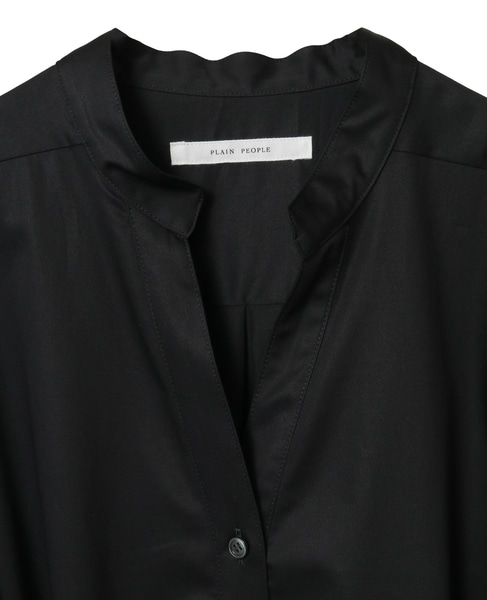 コットンラチネフレアドレープシャツドレス 詳細画像 ブラック 3