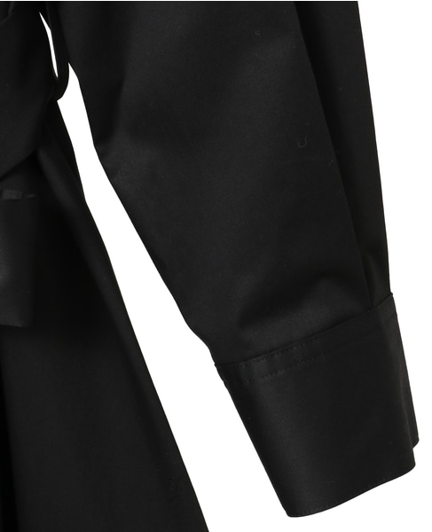 コットンラチネフレアドレープシャツドレス 詳細画像 ブラック 4