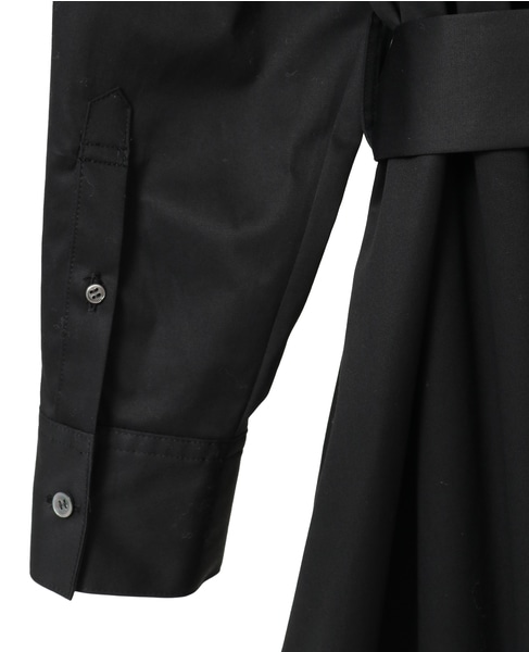 コットンラチネフレアドレープシャツドレス 詳細画像 ブラック 5