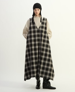 オンブレチェックノースリーブワンピース