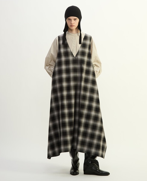 オンブレチェックノースリーブワンピース 詳細画像 ブラック×ライトグレー 1