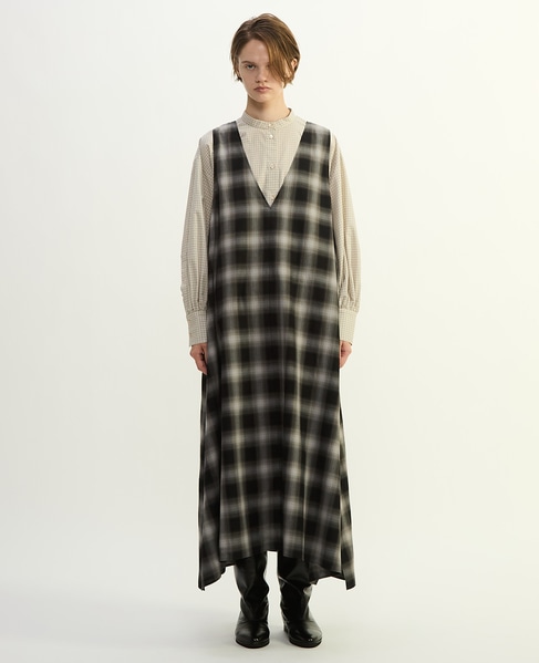 オンブレチェックノースリーブワンピース 詳細画像 ブラック×ライトグレー 4