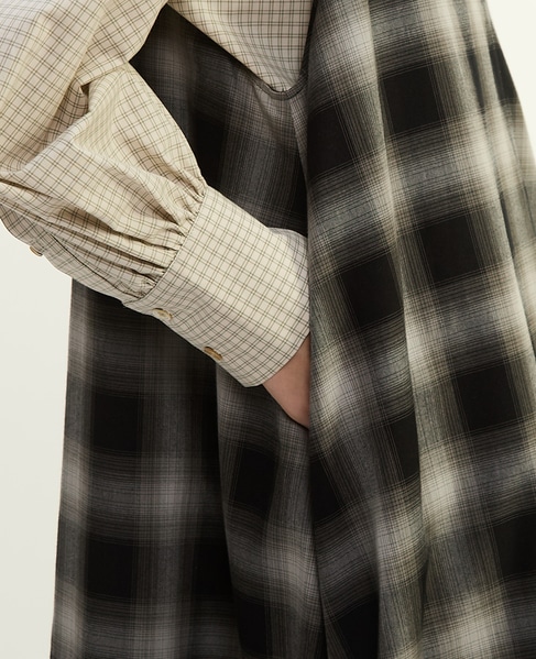 オンブレチェックノースリーブワンピース 詳細画像 ブラック×ライトグレー 5