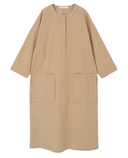 オーガニックコットンクレポンバンドカラーシャツドレス