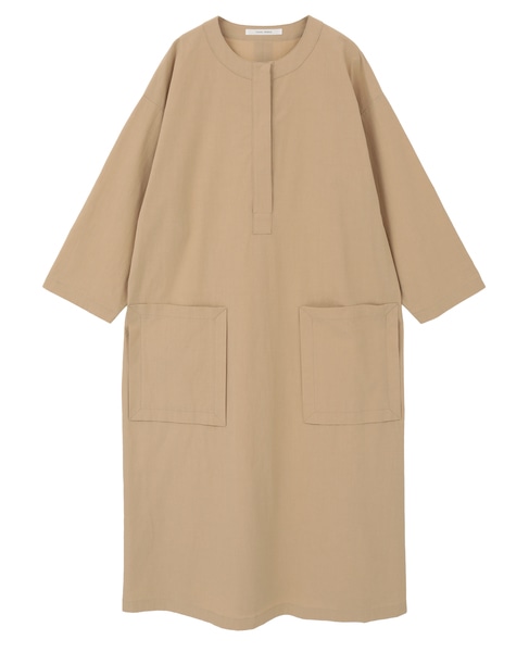 オーガニックコットンクレポンバンドカラーシャツドレス 詳細画像 ベージュ 1