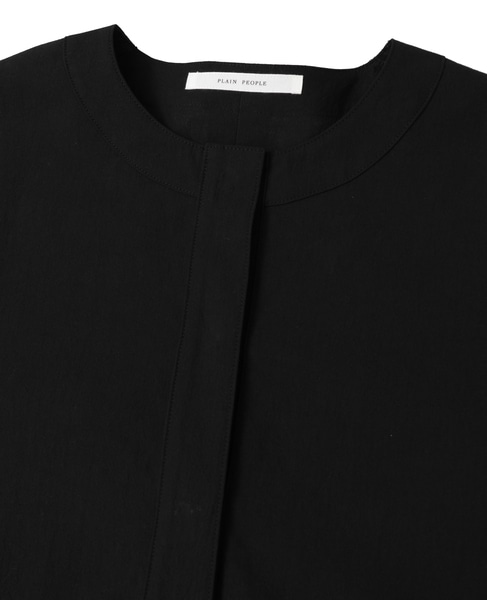 オーガニックコットンクレポンバンドカラーシャツドレス 詳細画像 ブラック 3