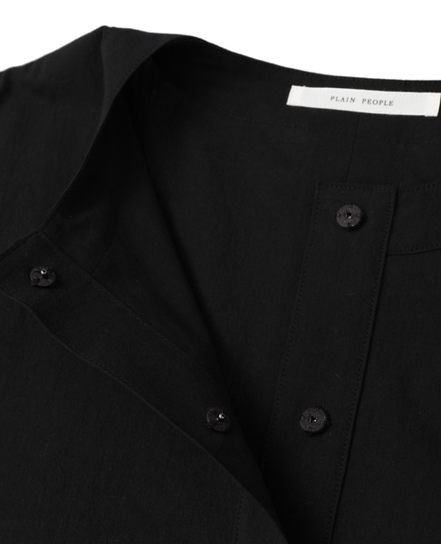 オーガニックコットンクレポンバンドカラーシャツドレス 詳細画像 ブラック 6