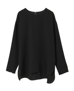 バックサテンジョーゼットノーカラーブラウス