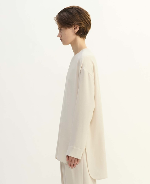 バックサテンジョーゼットノーカラーブラウス 詳細画像 ライトベージュ 2
