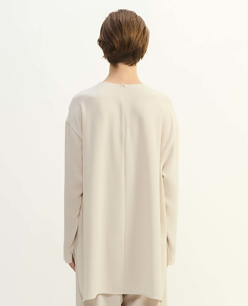 バックサテンジョーゼットノーカラーブラウス 詳細画像 ライトベージュ 3