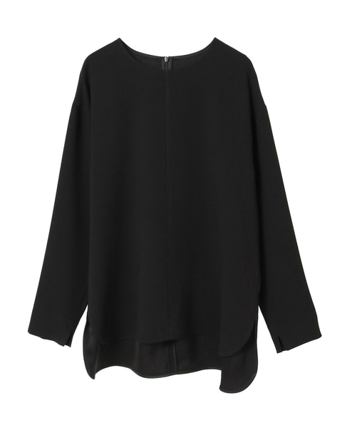 バックサテンジョーゼットノーカラーブラウス 詳細画像 ブラック 1