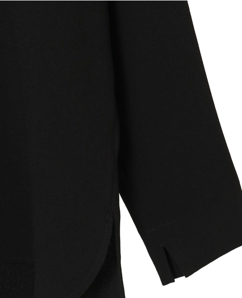 バックサテンジョーゼットノーカラーブラウス 詳細画像 ブラック 5