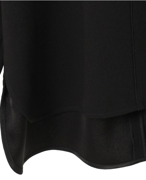 バックサテンジョーゼットノーカラーブラウス 詳細画像 ブラック 6