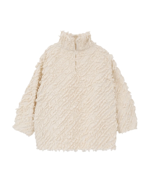 フリンジカットJQスタンドカラーブラウス 詳細画像 アイボリー 1