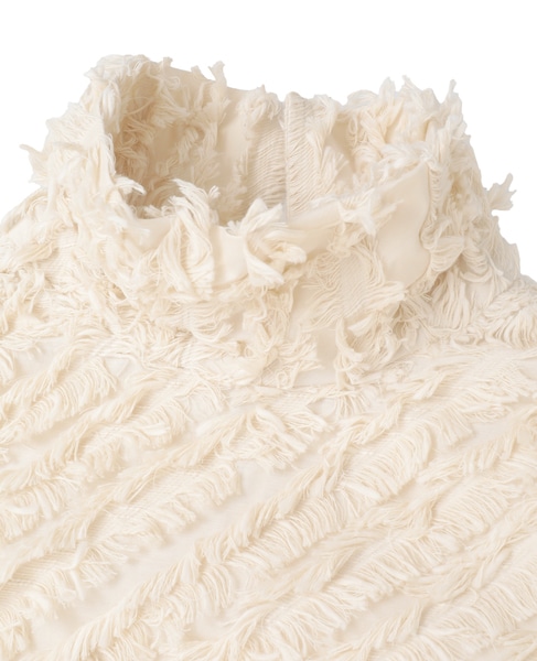 フリンジカットJQスタンドカラーブラウス 詳細画像 アイボリー 3