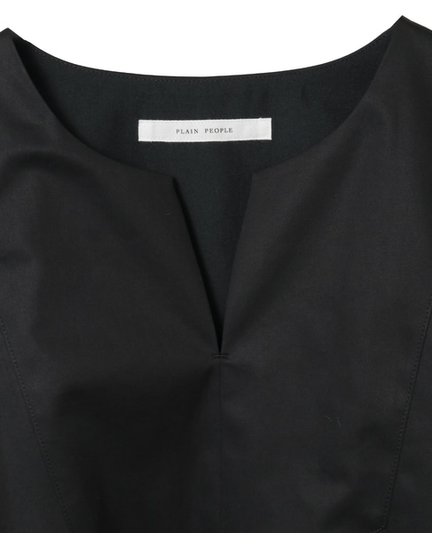 コットンラチネ・タイプライターストライプギャザーブラウス 詳細画像 ブラック 3