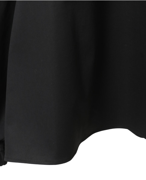 コットンラチネ・タイプライターストライプギャザーブラウス 詳細画像 ブラック 5