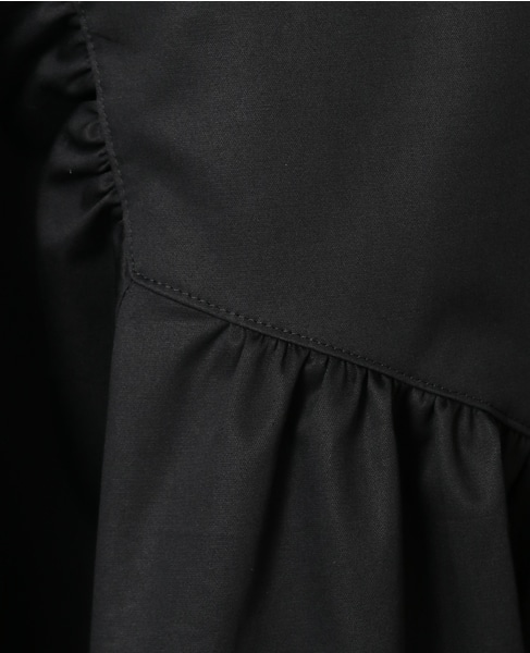 コットンラチネ・タイプライターストライプギャザーブラウス 詳細画像 ブラック 6