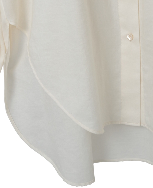 綿シルクビエラ/タイプライターチェックスカーフ付きノーカラーシャツ 詳細画像 アイボリー 6