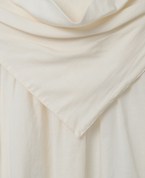 綿シルクビエラ/タイプライターチェックスカーフ付きノーカラーシャツ 詳細画像 アイボリー 8