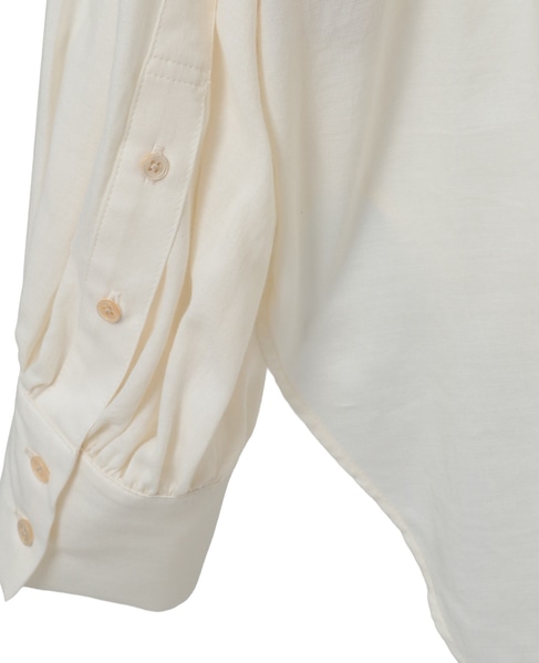 綿シルクビエラ/タイプライターチェックスカーフ付きノーカラーシャツ 詳細画像 キナリ 6