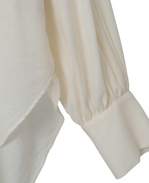 綿シルクビエラ/タイプライターチェックスカーフ付きノーカラーシャツ 詳細画像 キナリ 7