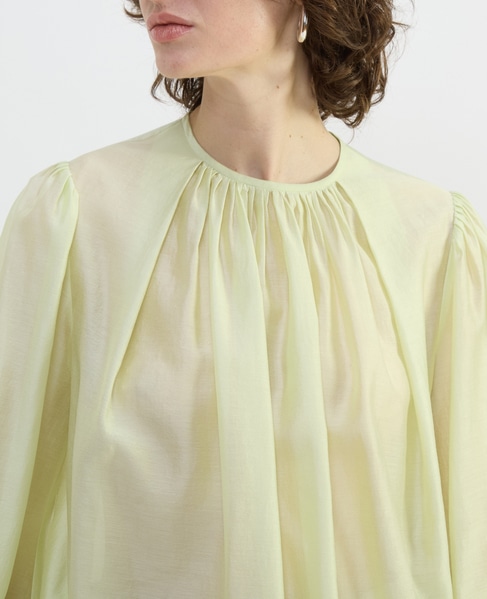 アセテートリヨセルローンシアーギャザーブラウス 詳細画像 イエロー 5