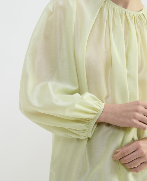 アセテートリヨセルローンシアーギャザーブラウス 詳細画像 イエロー 6