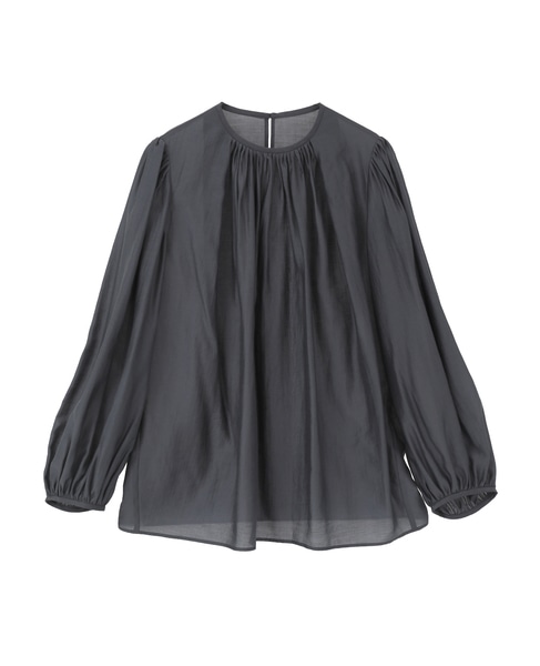 アセテートリヨセルローンシアーギャザーブラウス 詳細画像 グレー 1