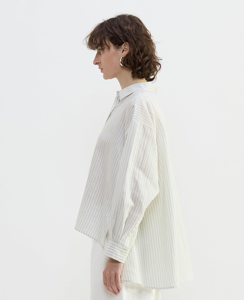 タイプライター/リヨセルストライプレギュラーカラーシャツ 詳細画像 セージ 9