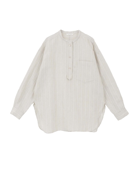 ヘンプコットンストライプシャツ 詳細画像 ベージュ 1