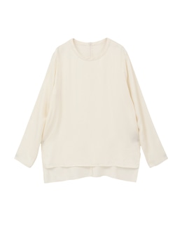 キュプラサテンクルーネックブラウス