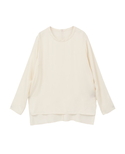キュプラサテンクルーネックブラウス 詳細画像 オフホワイト 1