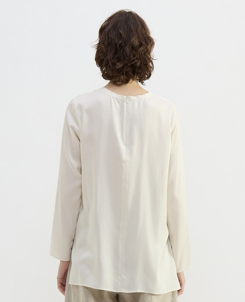 キュプラサテンクルーネックブラウス 詳細画像 オフホワイト 4