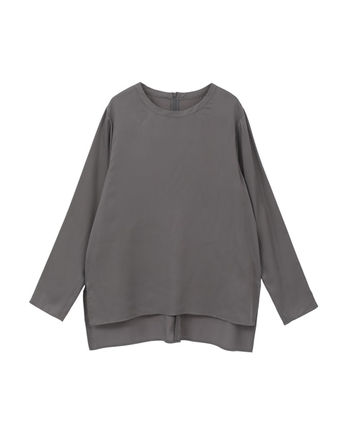 キュプラサテンクルーネックブラウス 詳細画像 グレー 1