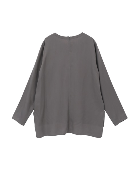 キュプラサテンクルーネックブラウス 詳細画像 グレー 2