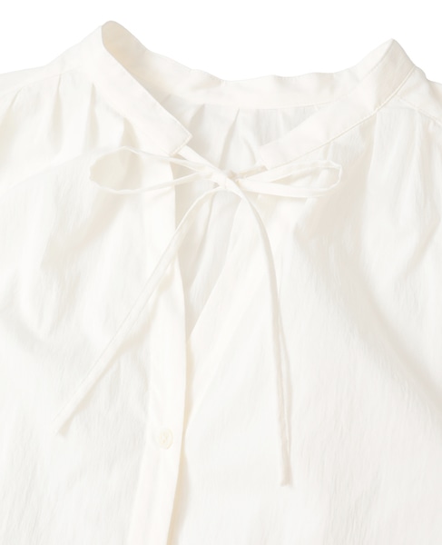 チリメンタイプライタースキッパーギャザーブラウス 詳細画像 ホワイト 11