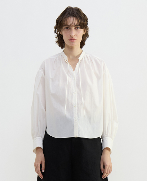 チリメンタイプライタースキッパーギャザーブラウス 詳細画像 ホワイト 2