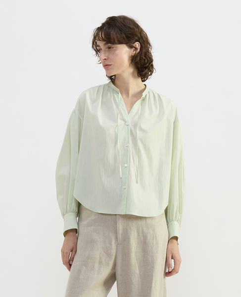 チリメンタイプライタースキッパーギャザーブラウス 詳細画像 ミント 1